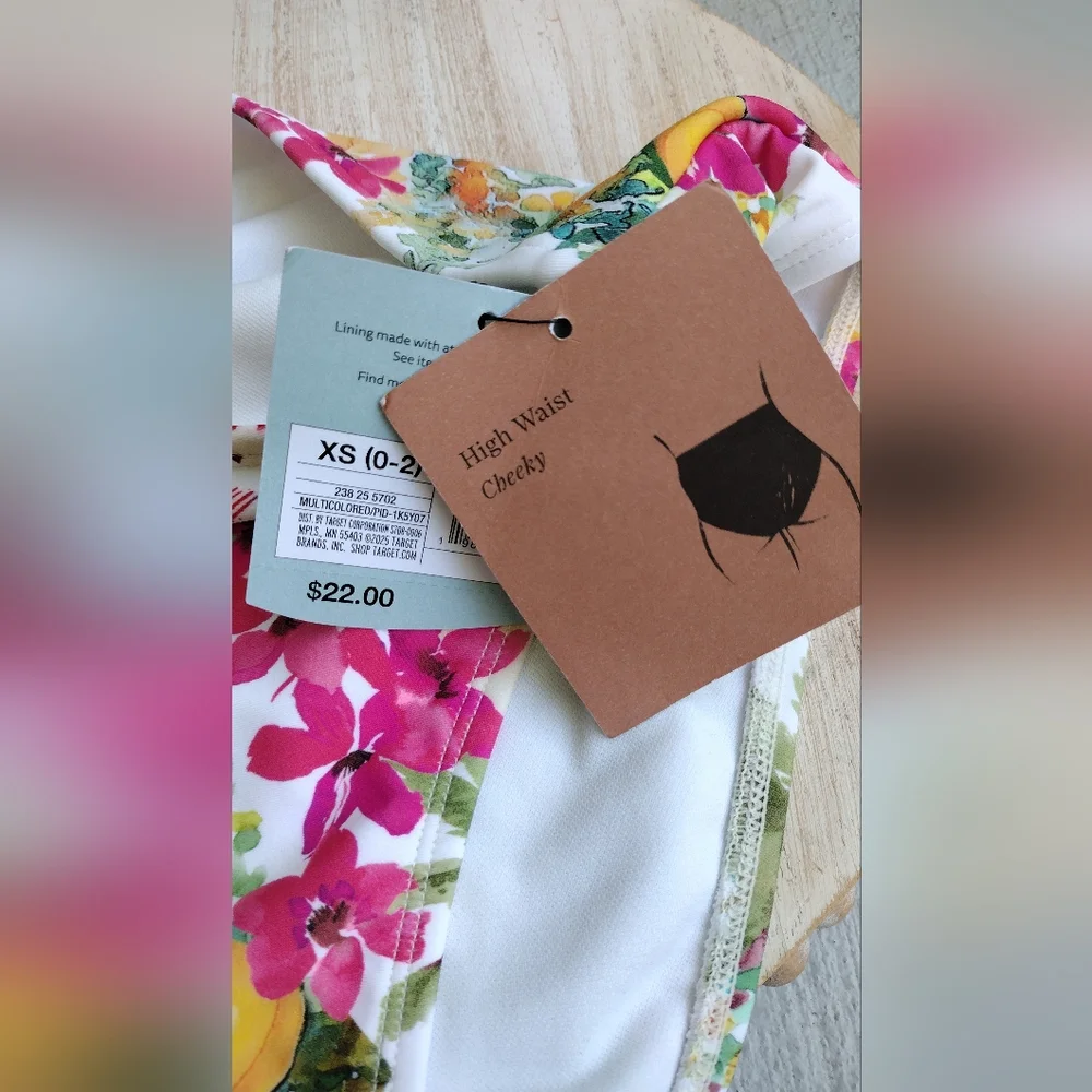 Women's High Waist High Leg Cheeky Bikini Bottom - Shade & Shore Multi XS - Picture 3 of 7